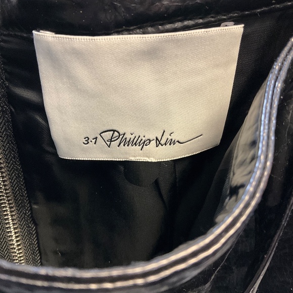3.1 PHILLIP LIM BLACK FAUX LEATHER MOTO WRAP SKIRT - Picture 5 of 5